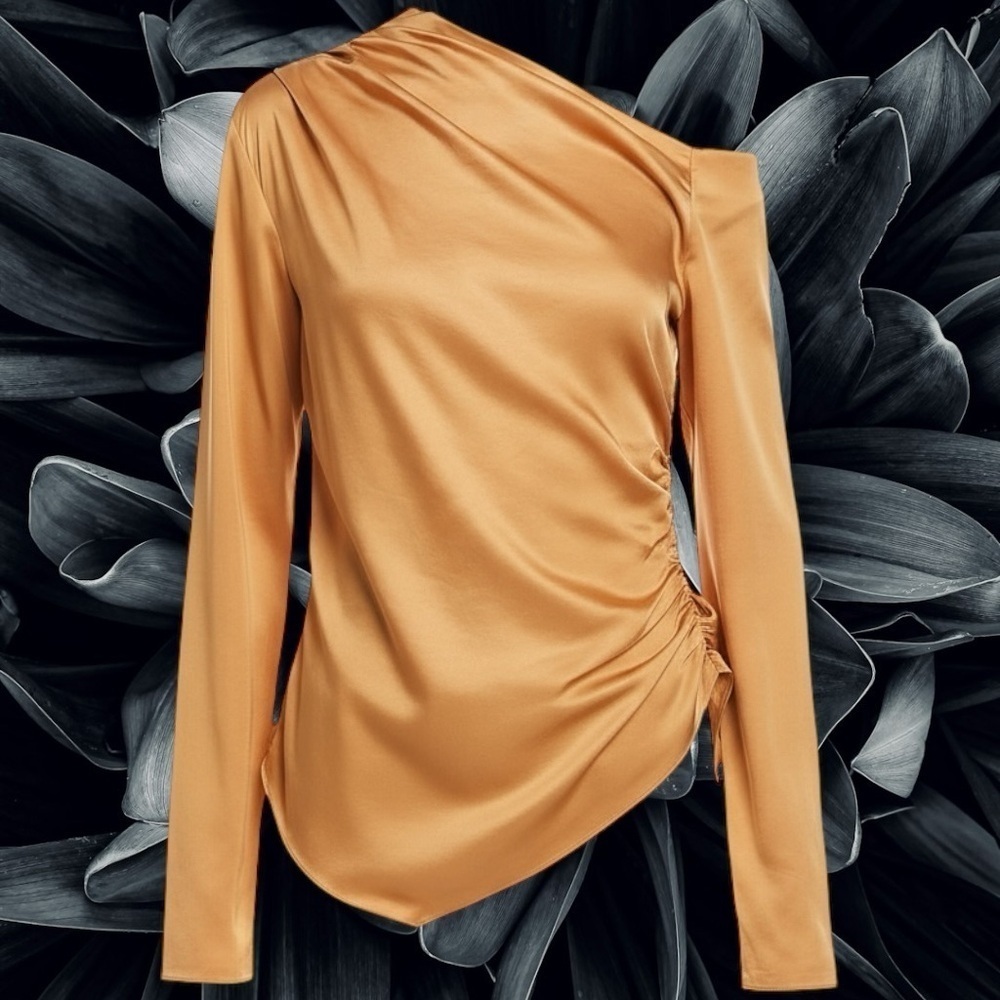 NWT A.L.C. ‘Jamie’ Asymmetrical One-Shoulder Blouse in Copper “Tawny” Size 0